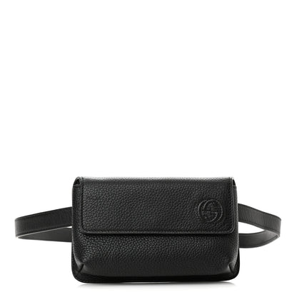 Gucci Pebbled Calfskin Soho Flap Belt Bag Black 1 of 11