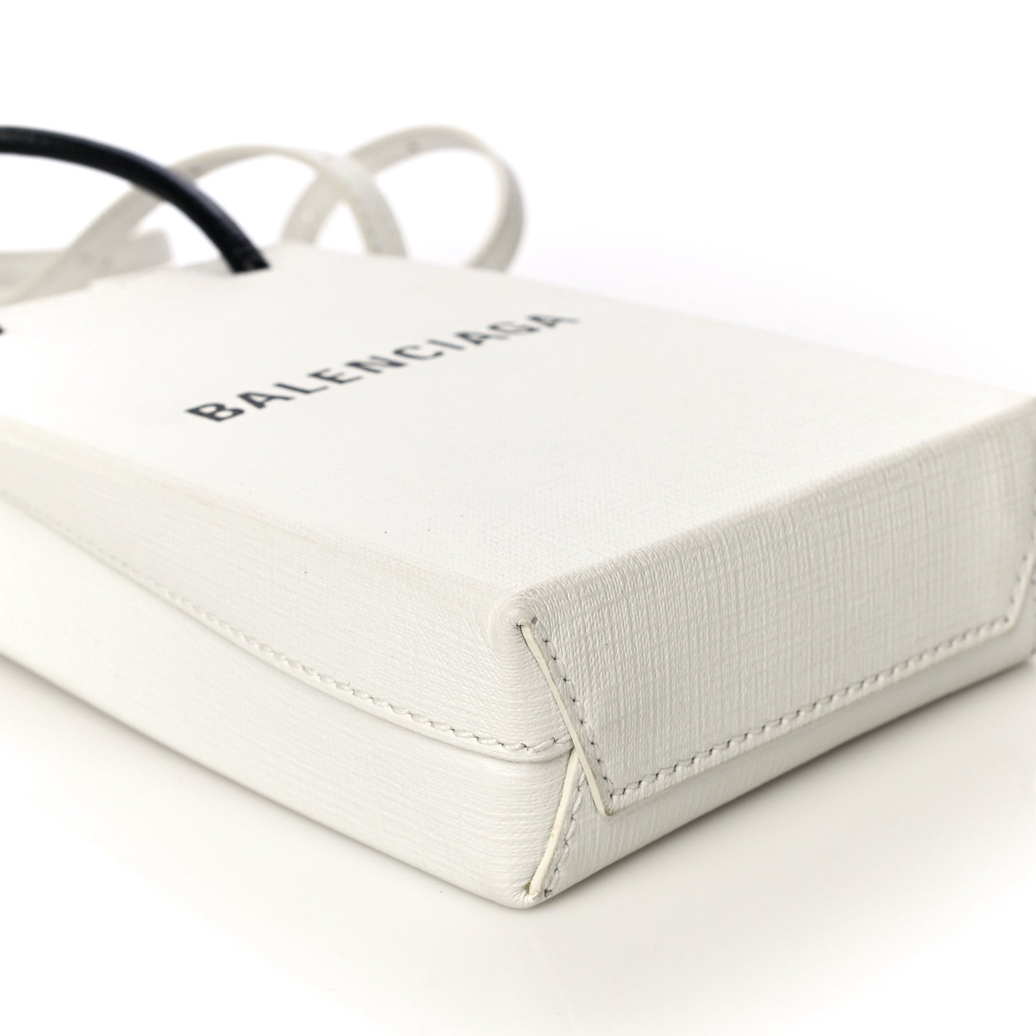 Balenciaga Squared Calfskin Logo Shopping Phone Holder Bag White