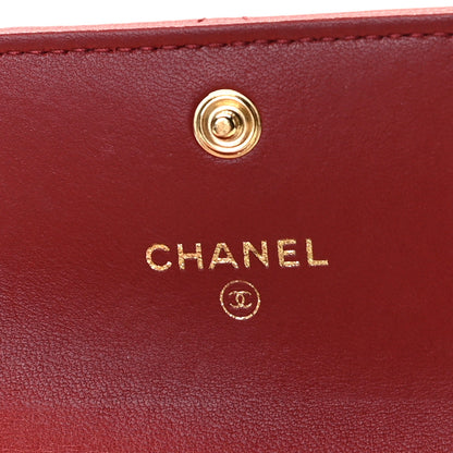 Chanel Lambskin Quilted Enamel Flap Card Holder Wallet Red 7 of 10