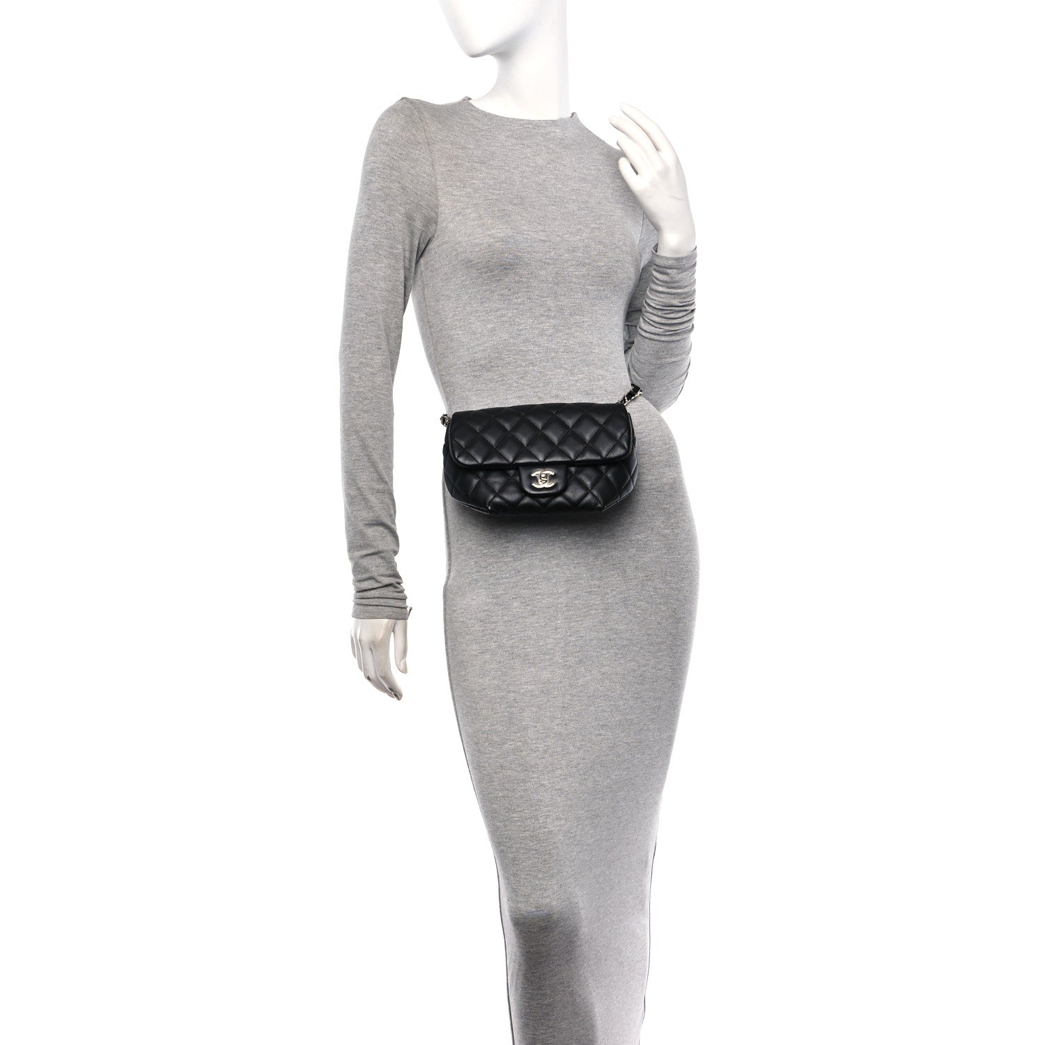 Chanel Calfskin Quilted CC Uniform Flap Belt Bag Black 2 of 16