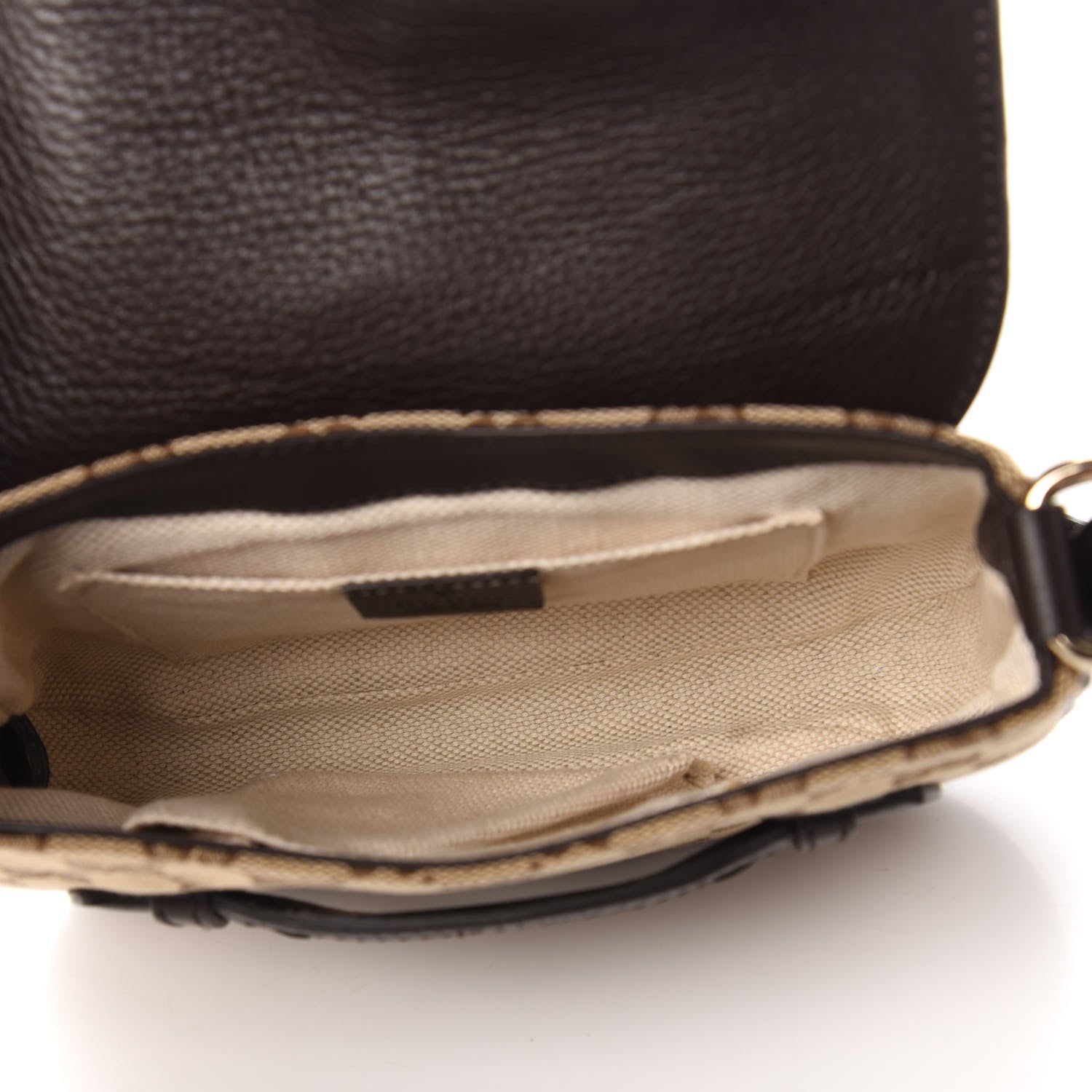 Gucci Monogram Pebbled Calfskin Web Small Dressage Shoulder Bag Dark Brown 5 of 10
