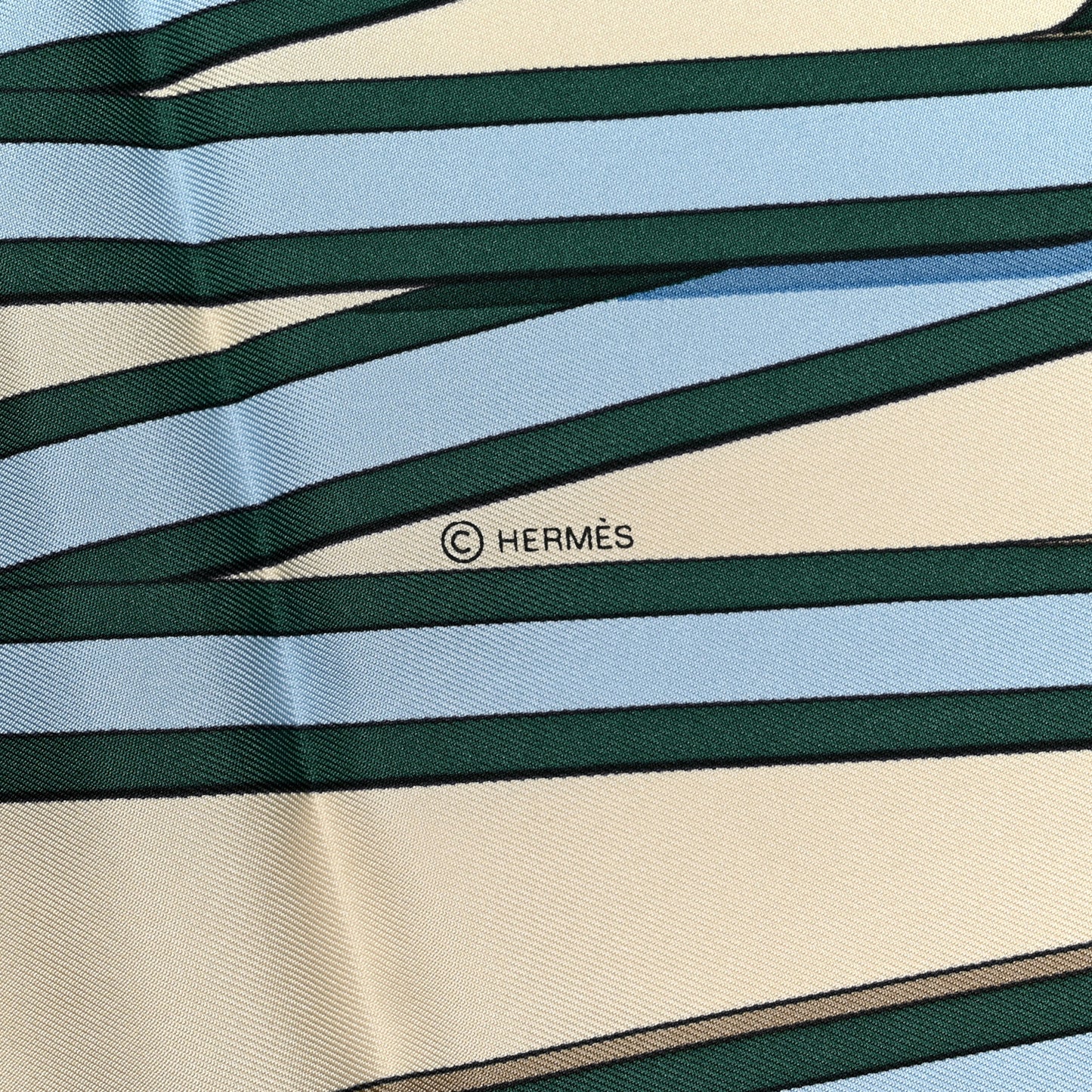 Silk Twill Grand Tralala 90 Creme Bleu Moutard
