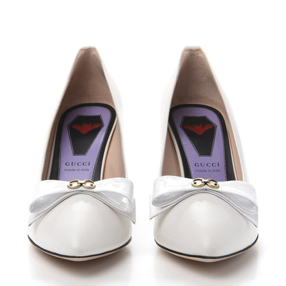 Gucci Calfskin GG Bow Sadie Spike Mid Heel Pumps 36.5 White 2 of 10