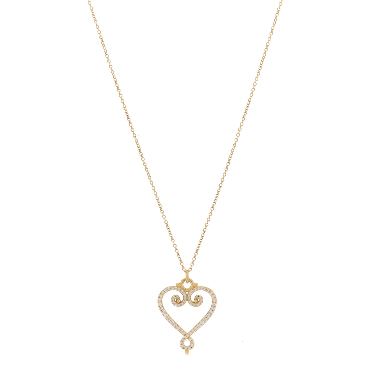 Tiffany 18K Yellow Gold Diamond Paloma Picasso Venezia Goldoni Heart Pendant Necklace 1 of 5