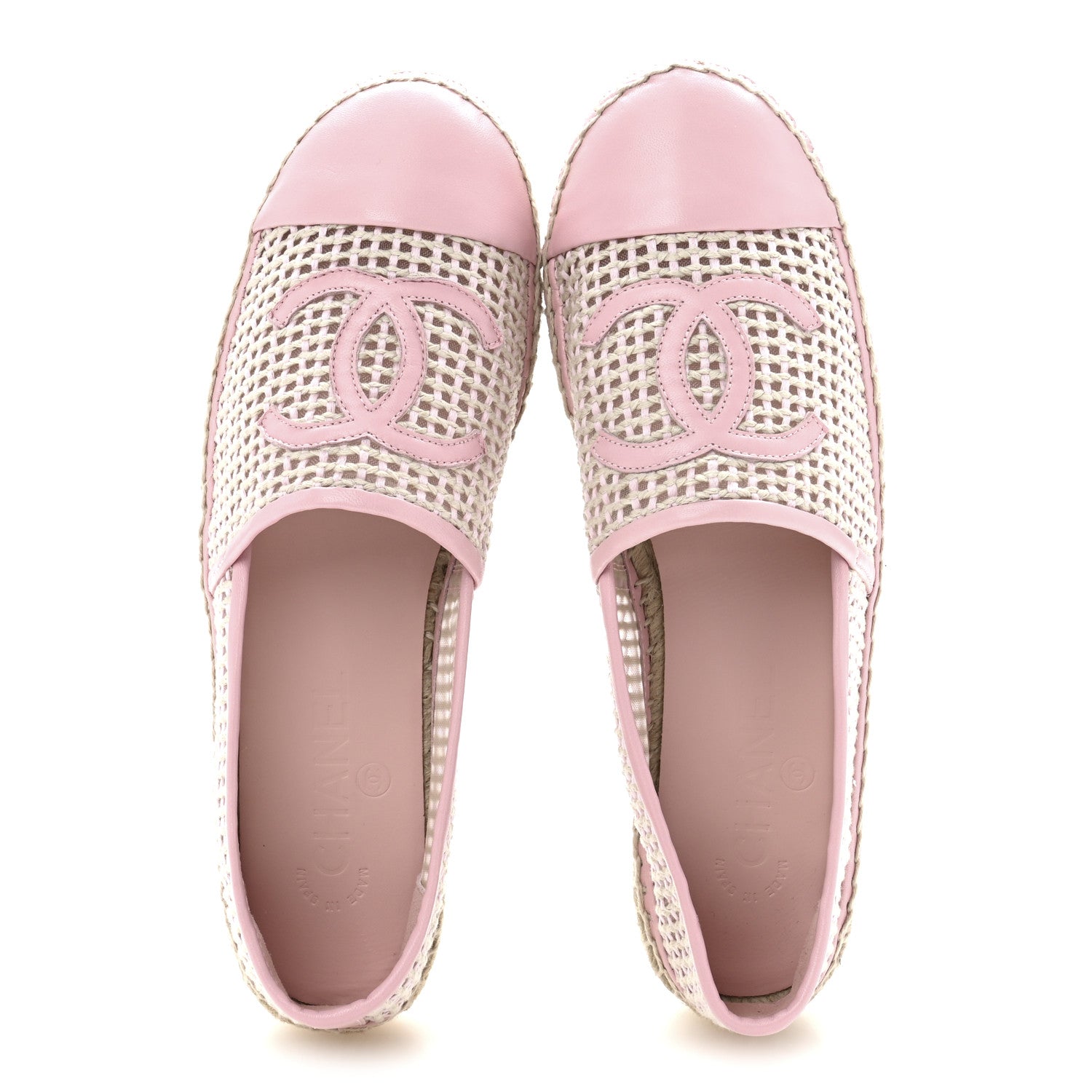 Chanel Mesh Lambskin CC Espadrilles 39 Light Pink Beige 2 of 10