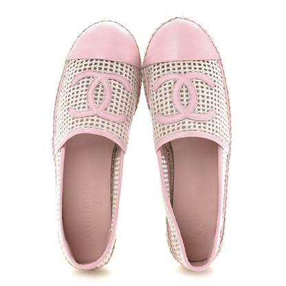 Chanel Mesh Lambskin CC Espadrilles 39 Light Pink Beige 2 of 10