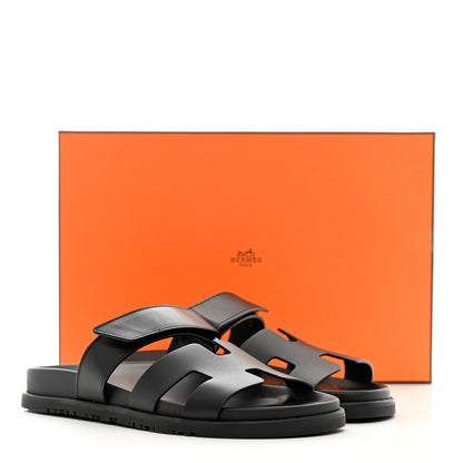 Hermes Calfskin Womens Chypre Sandals 38 Black 9 of 9