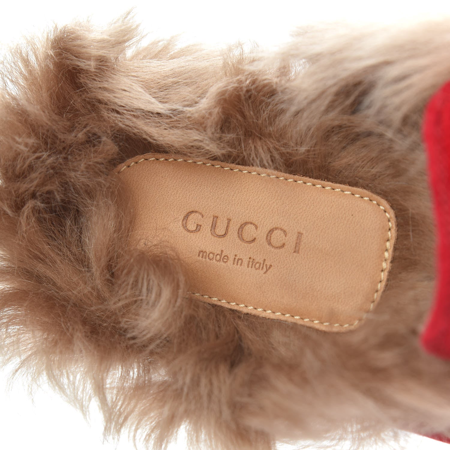 Gucci Velvet Fur Womens Princetown Slippers 39 Hibiscus Red 6 of 8