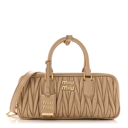 Miu Miu Nappa Matelasse Large Arcadie Top Handle Bag Sabbia 1 of 12