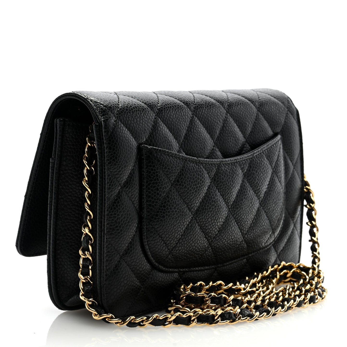 Caviar Quilted Wallet on Chain WOC Black
