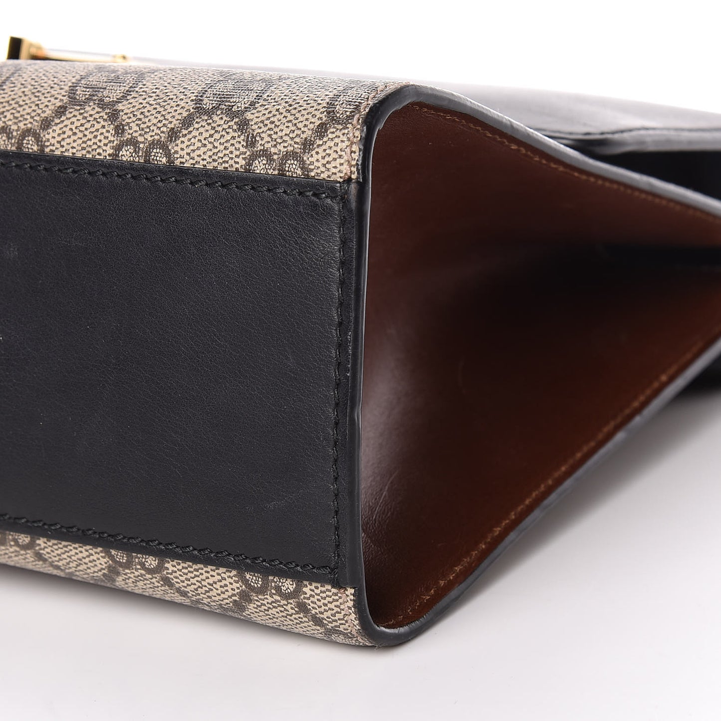 GG Supreme Monogram Calfskin Medium Padlock Shoulder Bag Beige Black Cuir