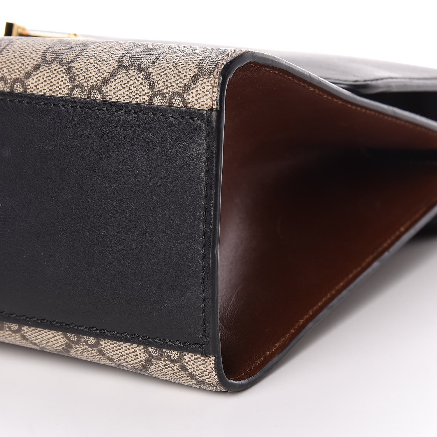Gucci GG Supreme Monogram Calfskin Medium Padlock Shoulder Bag Beige Black Cuir 10 of 22