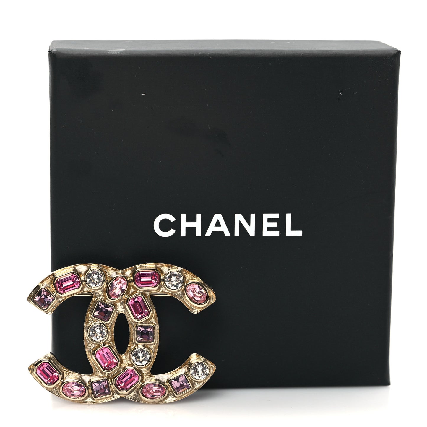 Crystal CC Brooch Gold Pink