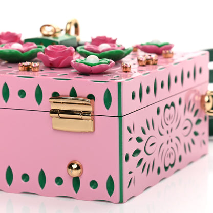 Dolce & Gabbana Plexiglass Crystal Embellished Lily Box Bag Pink Green 9 of 9