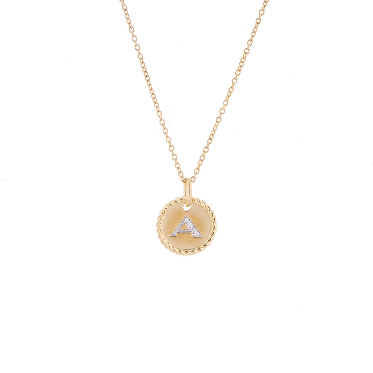 David Yurman 18K Yellow Gold Diamond Initial A Charm Necklace 3 of 6
