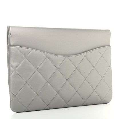 Chanel Metallic Goatskin Quilted Timeless CC Clutch Silver 2 of 4