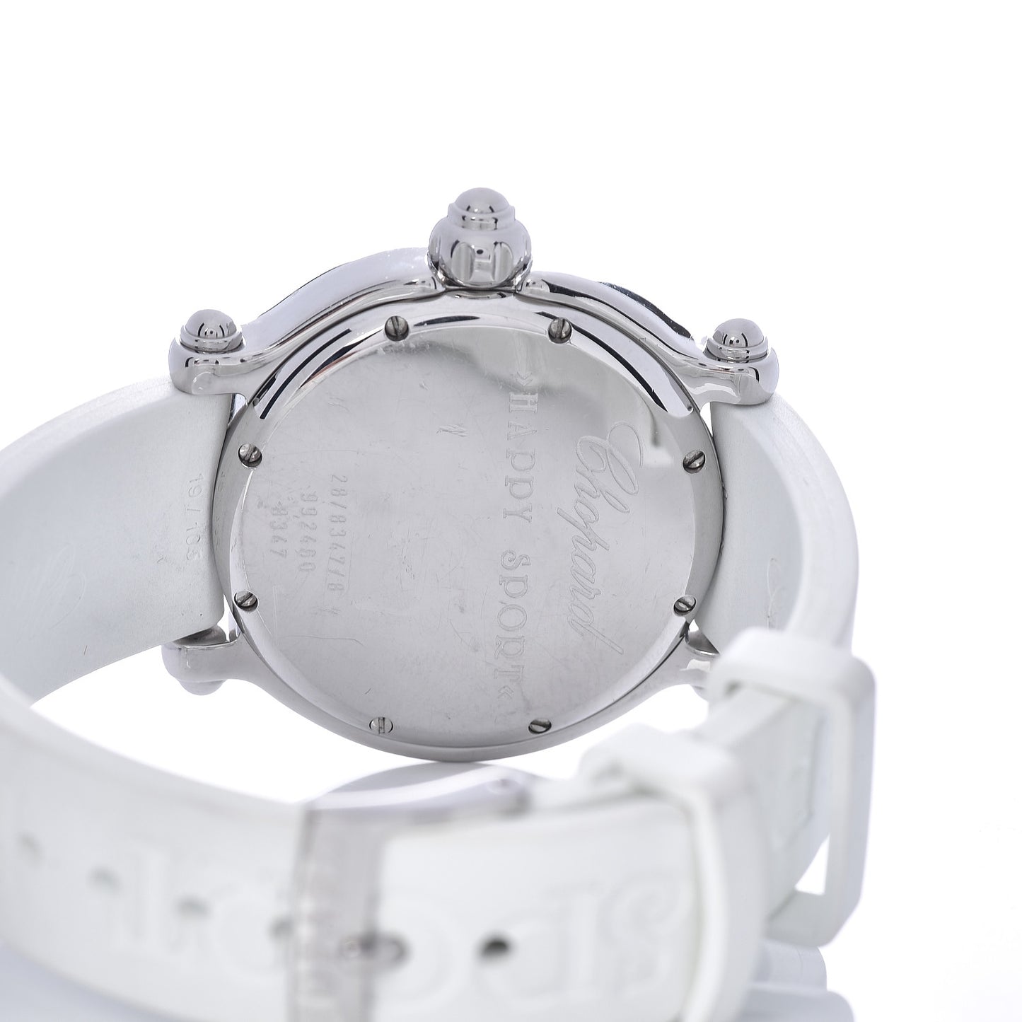 Stainless Steel Rubber Diamond 38mm Happy Sport Fish Quartz Watch White