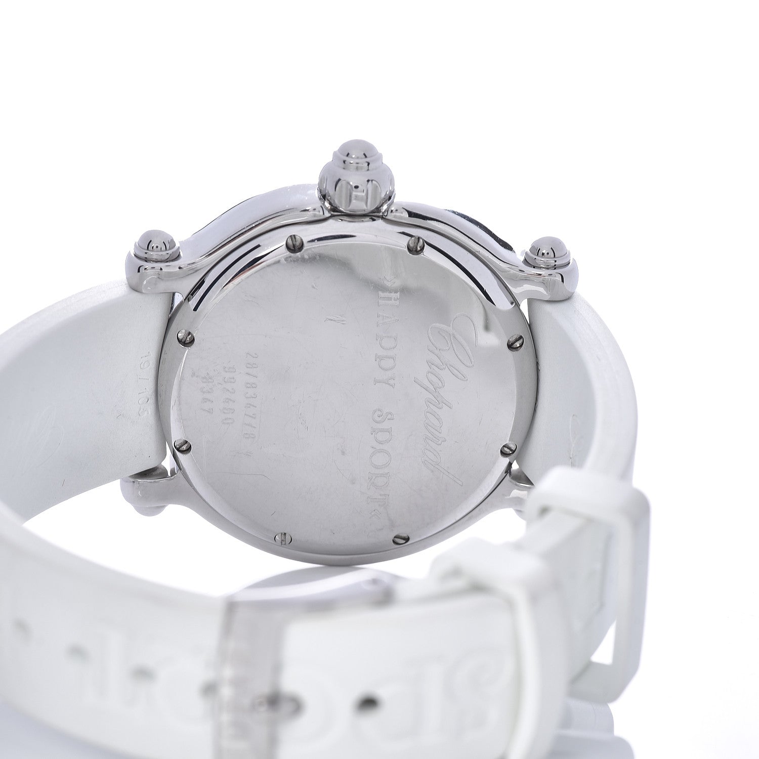 Chopard Stainless Steel Rubber Diamond 38mm Happy Sport Fish Quartz Watch White 5 of 5