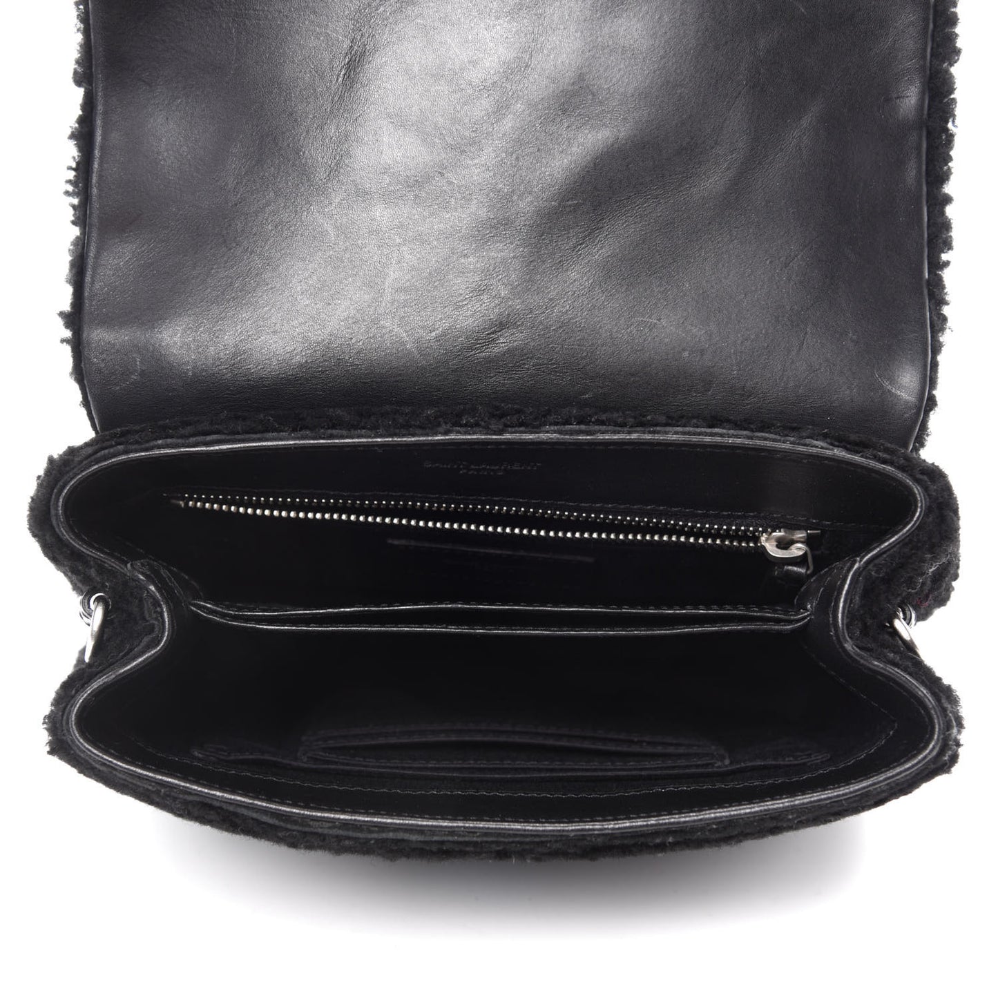 Shearling Toy Loulou Shoulder Bag Black