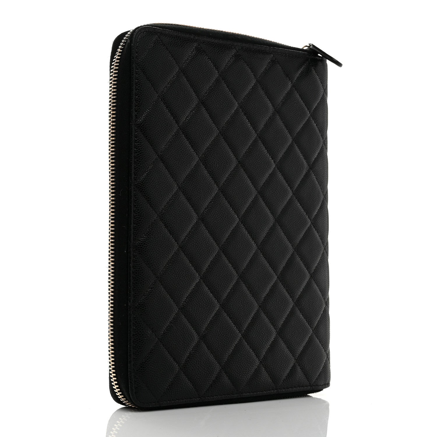 Chanel Caviar Quilted Zip Around Notebook Agenda Cover Black 3 of 7