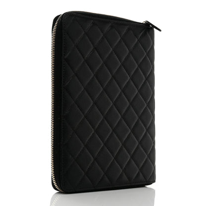 Chanel Caviar Quilted Zip Around Notebook Agenda Cover Black 3 of 7