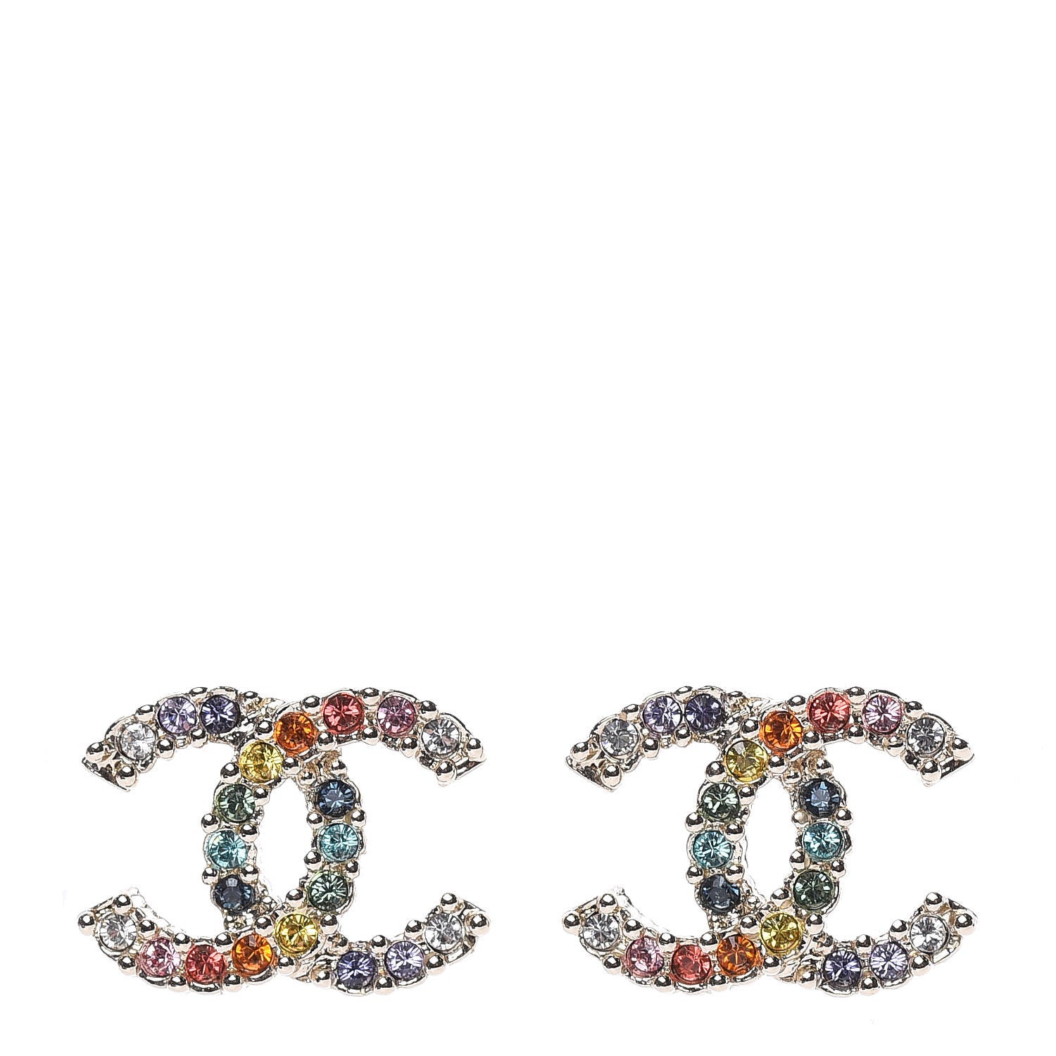 Chanel Crystal Over The Rainbow CC Earrings Gold Multicolor 1 of 5
