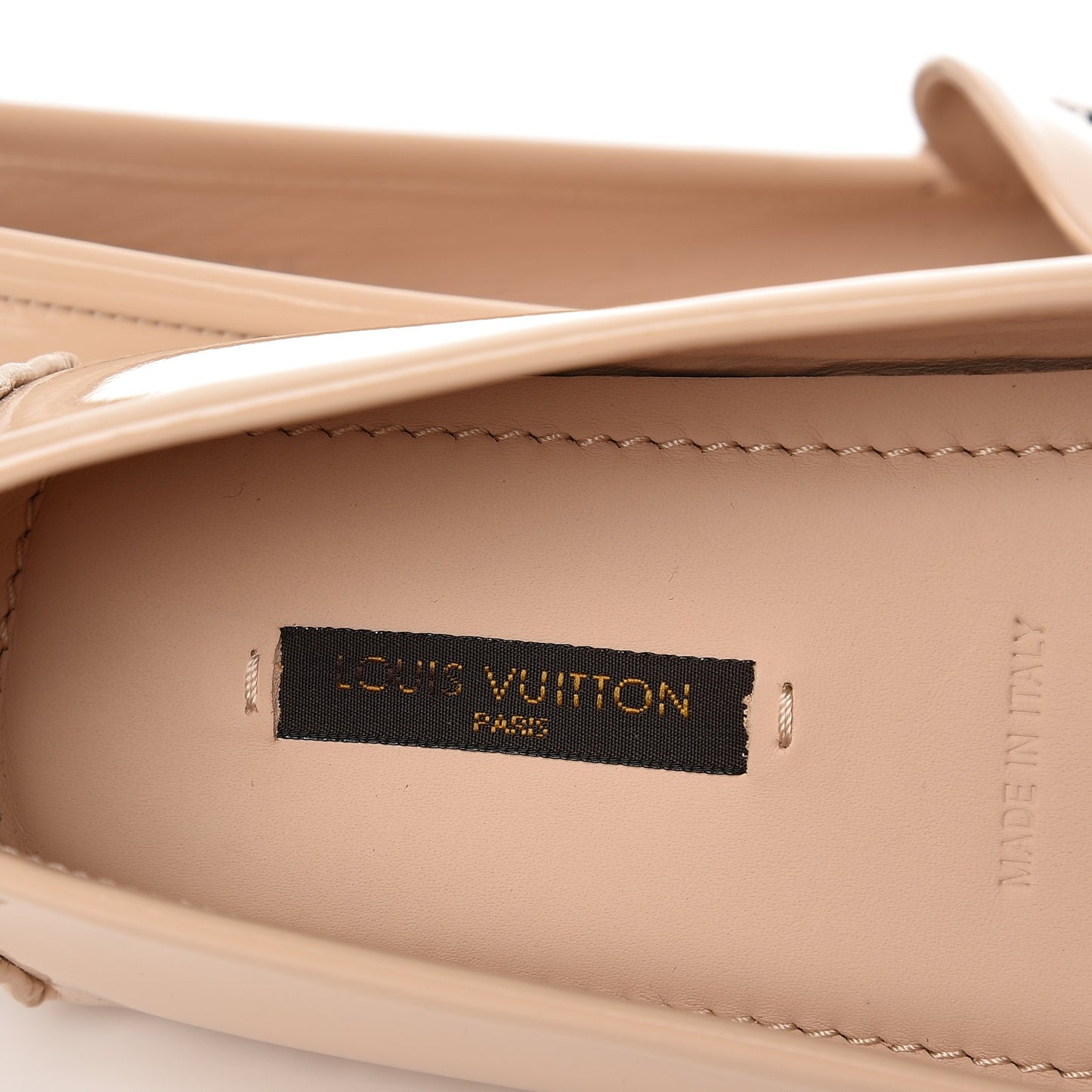 Patent Calfskin Farewell Flat Loafer 37.5 Nude