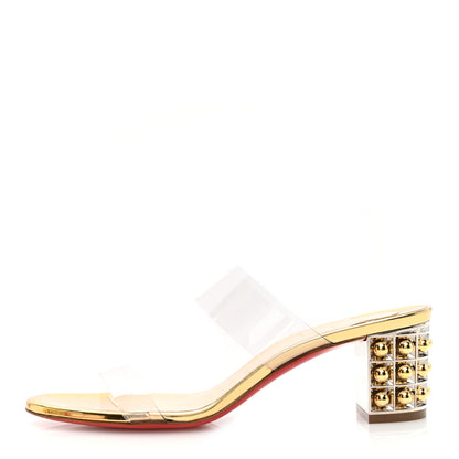 Christian Louboutin PVC Vasa Opticat 55 Slide Sandals 38.5 Gold 1 of 7
