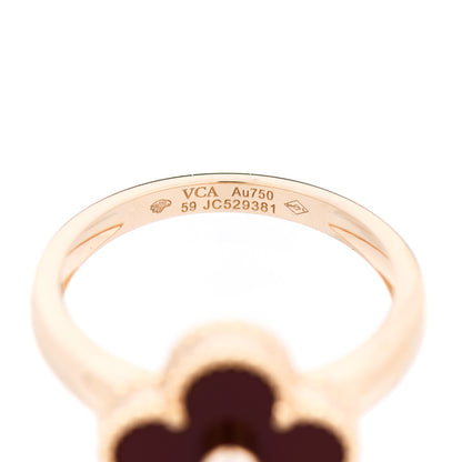 Van Cleef & Arpels 18K Yellow Gold Diamond Carnelian Vintage Alhambra Ring 59 8.75 4 of 5