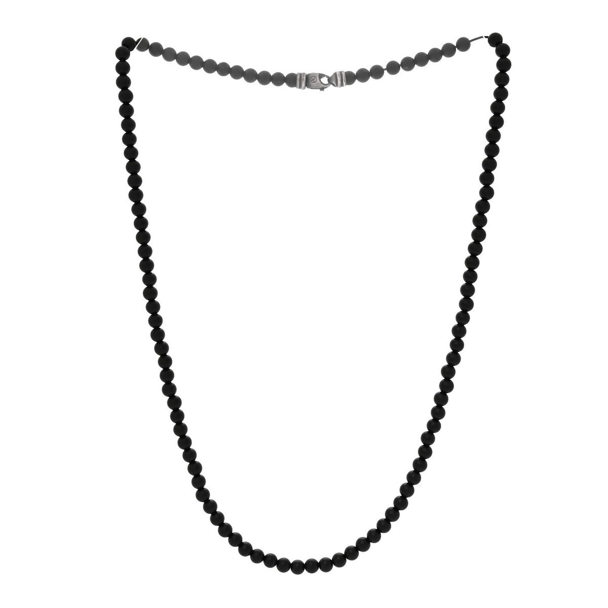 David Yurman Sterling Silver Black Onyx 6mm Spiritual Beads Necklace 3 of 6