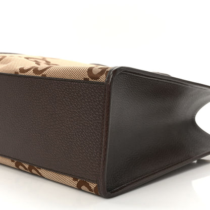 Gucci Monogram Jumbo GG Textured Dollar Calfskin Web Tote Bag Camel Ebony New Acero 9 of 12