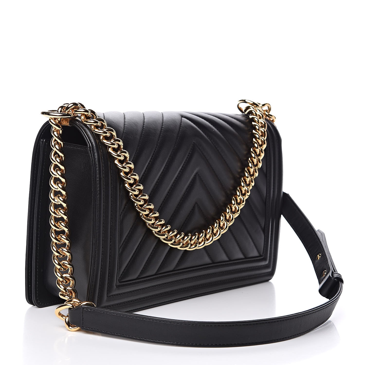 Chanel Calfskin Chevron Quilted New Medium Boy Flap Black 3 of 12