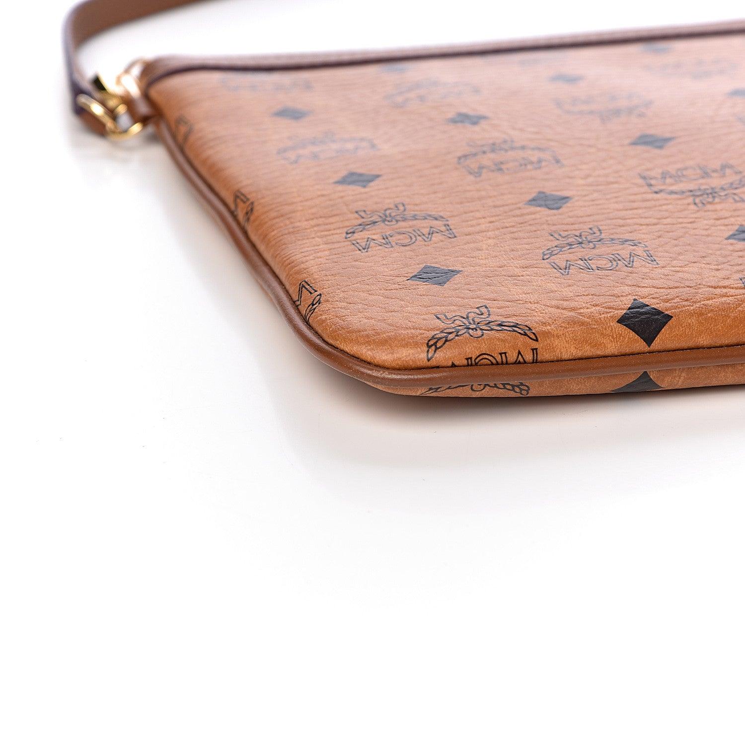MCM Visetos Liz Shopper Tote Pouch Cognac 8 of 10