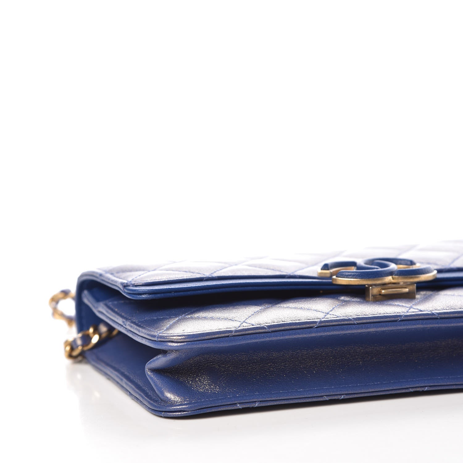 Chanel Iridescent Lambskin Quilted Wallet on Chain WOC Blue 9 of 11