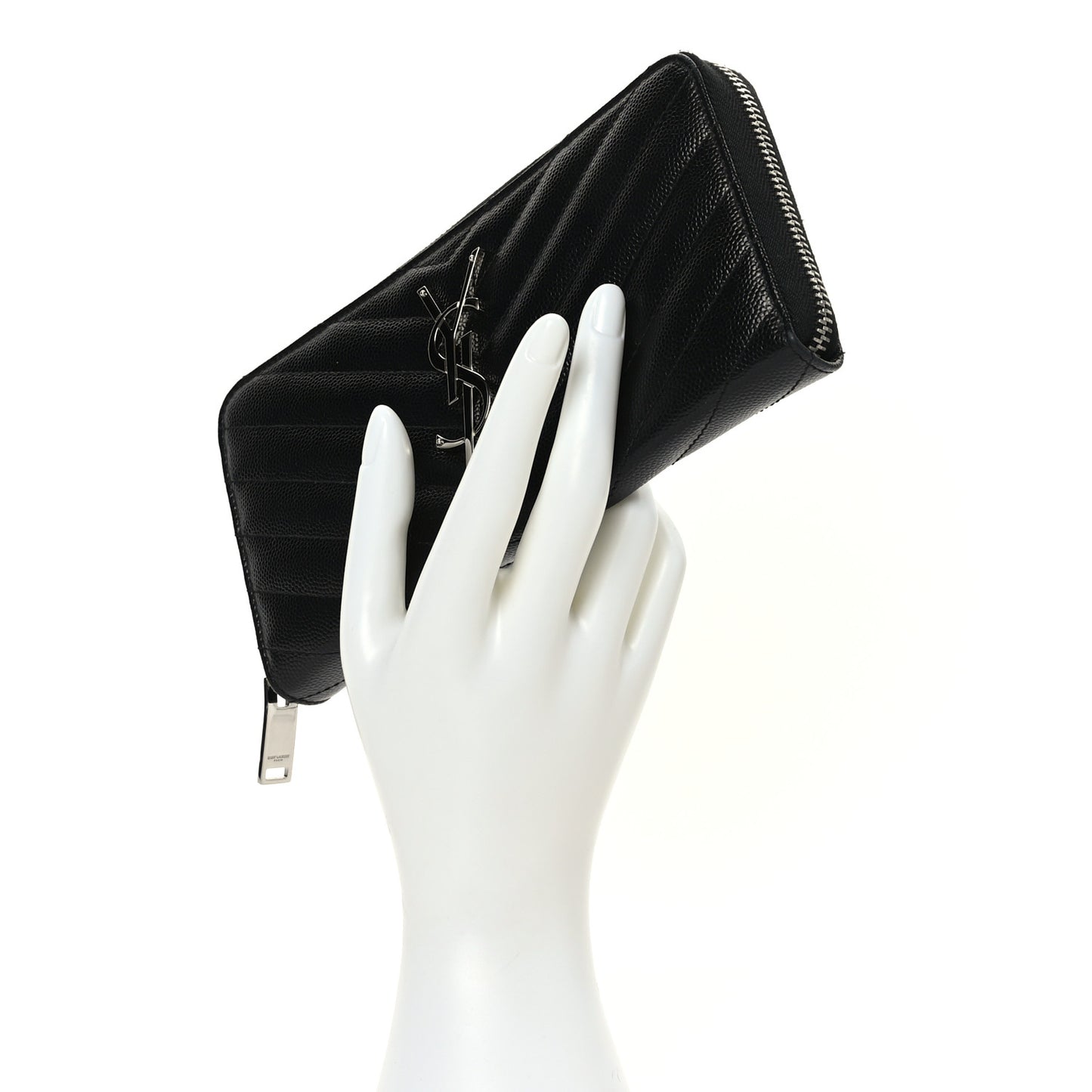 Grain De Poudre Matelasse Chevron Monogram Zip Around Wallet Black