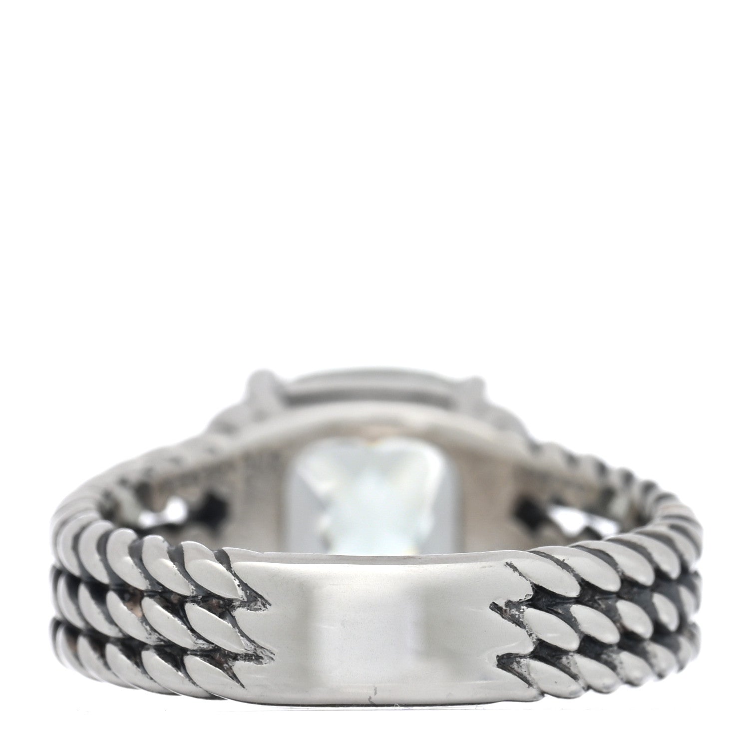 David Yurman Sterling Silver Diamond Prasiolite 10mm Petite Wheaton Ring 50 5.5 3 of 4
