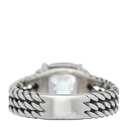 David Yurman Sterling Silver Diamond Prasiolite 10mm Petite Wheaton Ring 50 5.5 3 of 4
