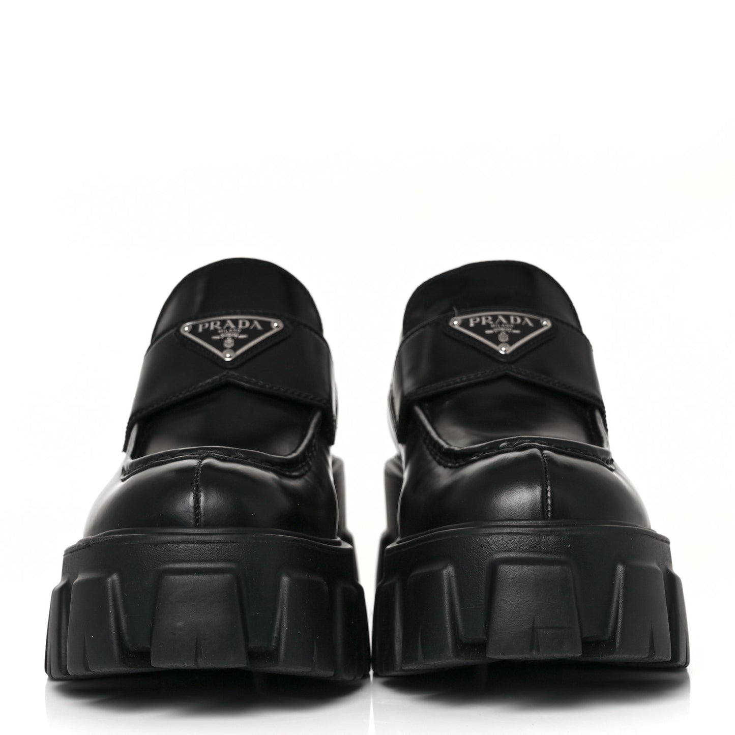 Spazzolato Rois Metal Triangle Logo Monolith 55mm Loafers 38 Black