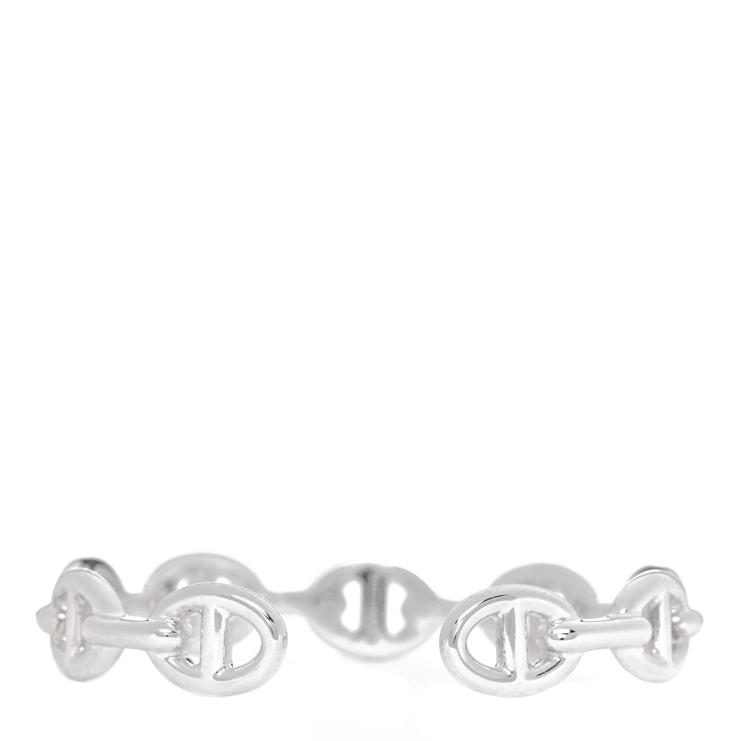 Hermes Sterling Silver MM Chaine d'Ancre Enchainee Cuff Bracelet LG 2 of 4