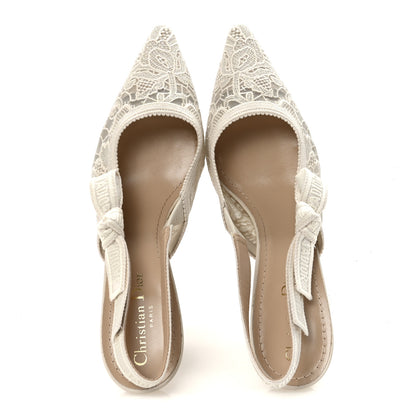 Christian Dior Lace Embroidered J'adior Slingback 65mm Pumps 39.5 White 2 of 10