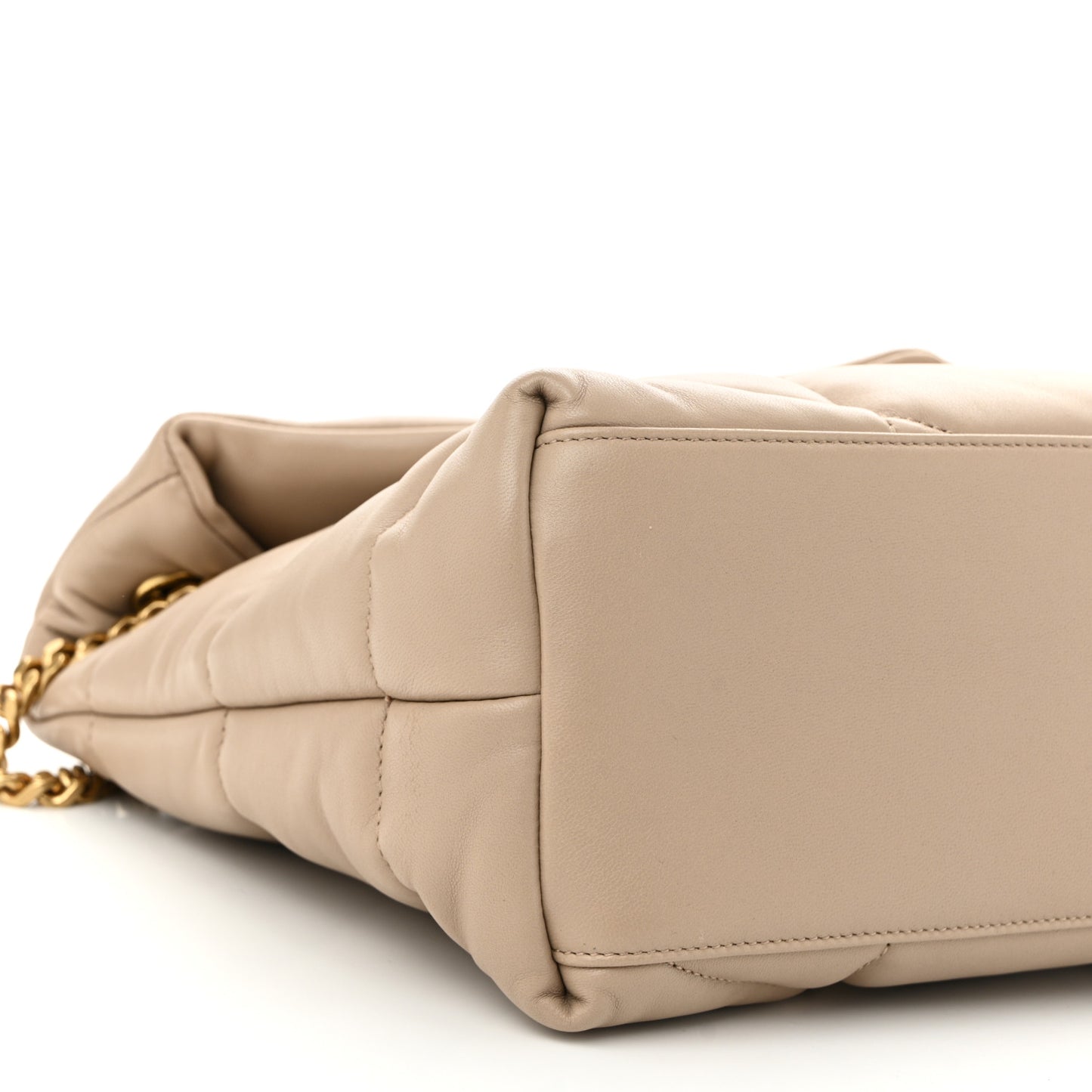 Lambskin Quilted Medium Loulou Puffer Monogram Chain Satchel Dark Beige