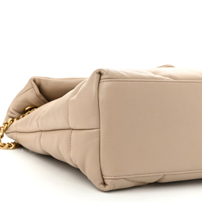 Saint Laurent Lambskin Quilted Medium Loulou Puffer Monogram Chain Satchel Dark Beige 9 of 11