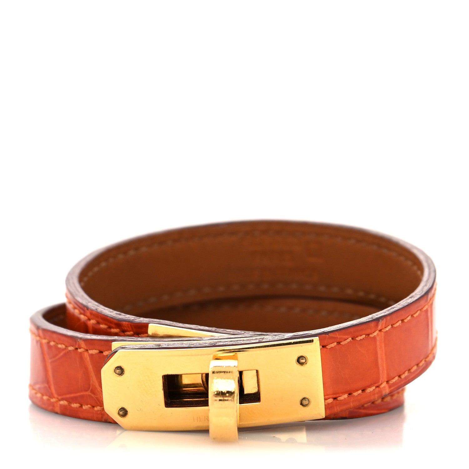 Hermes Matte Alligator Kelly Double Tour Bracelet S Orange 1 of 6