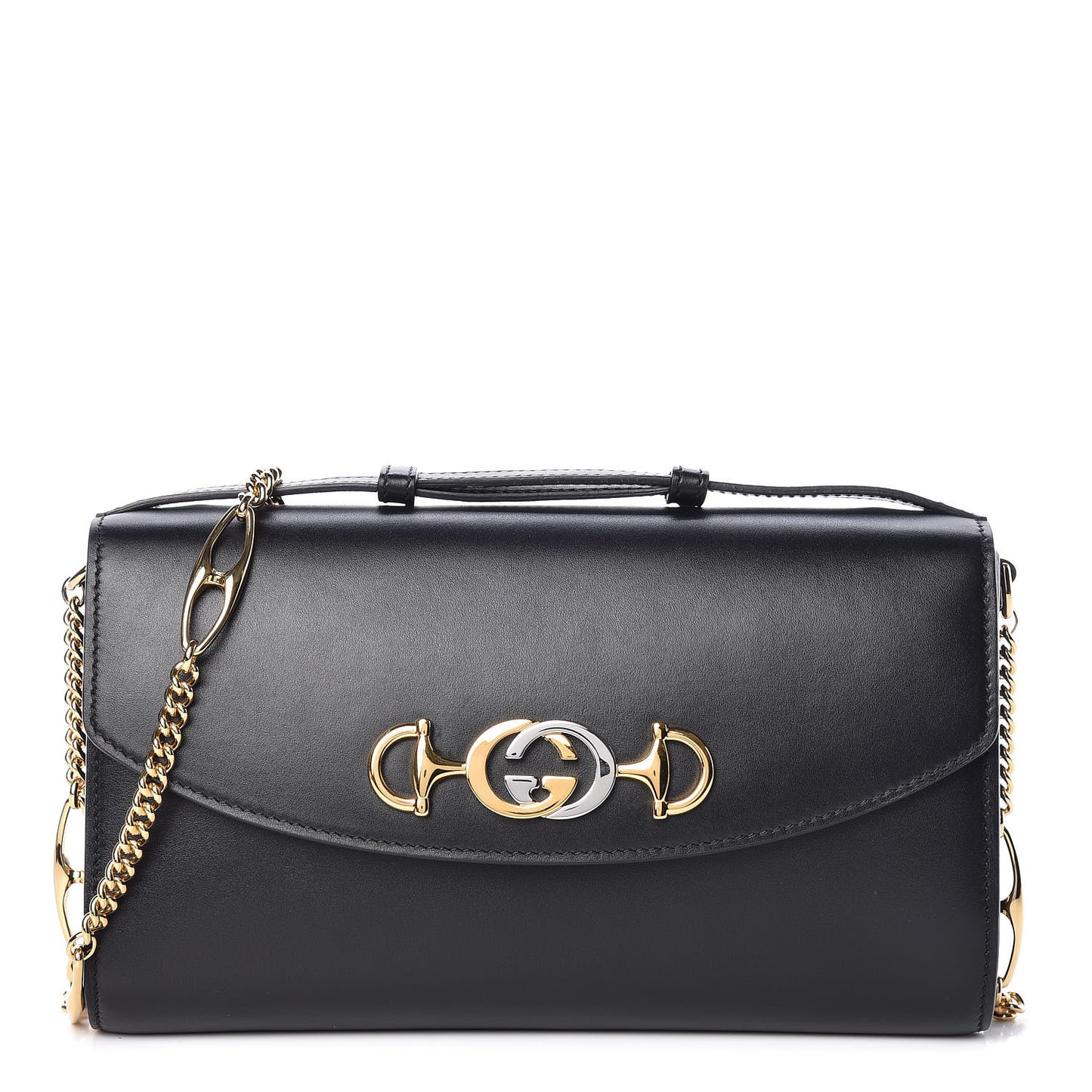 Smooth Calfskin Small Zumi Top Handle Shoulder Bag Black