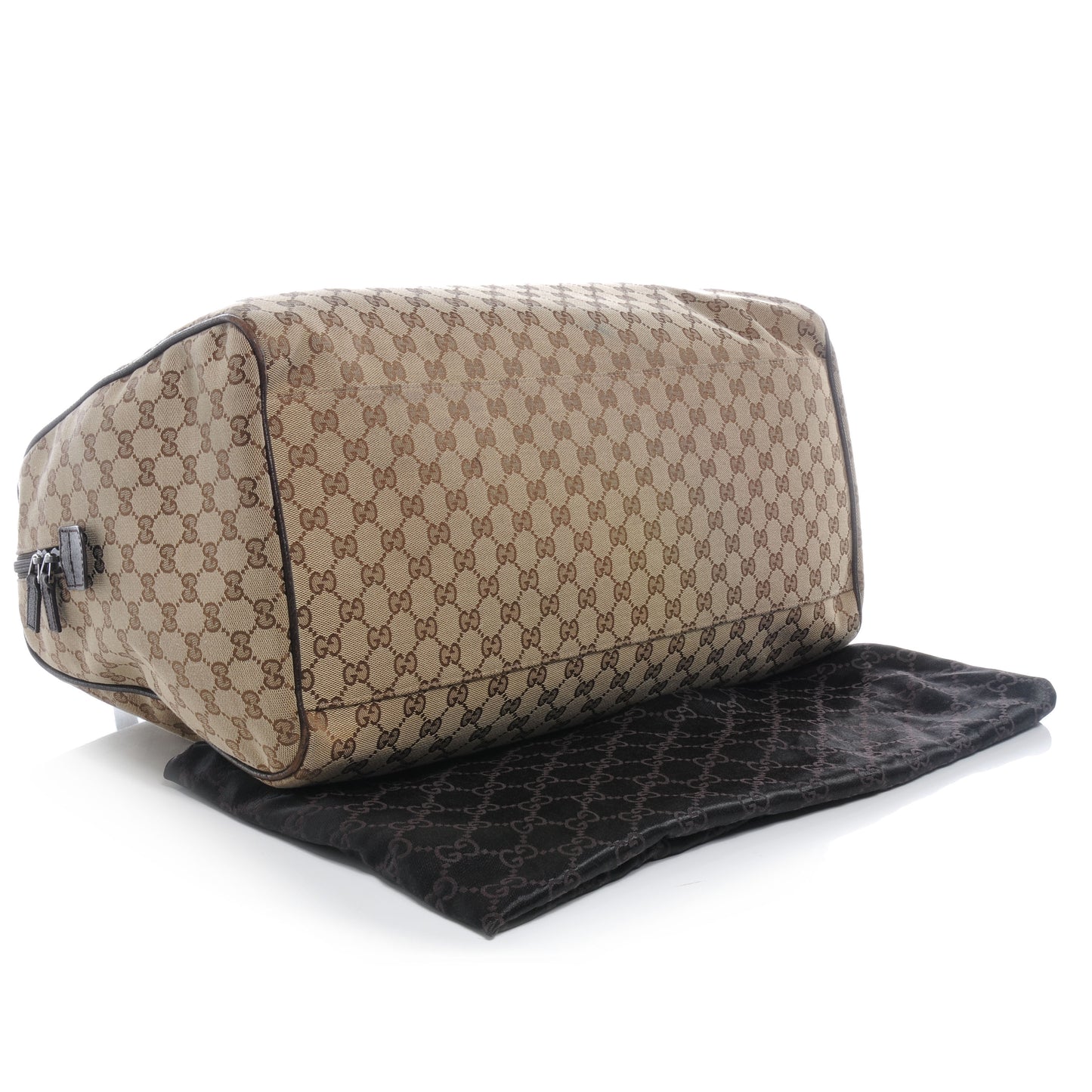 GG Monogram Web Large Collapsible Carry On Duffle Beige Brown