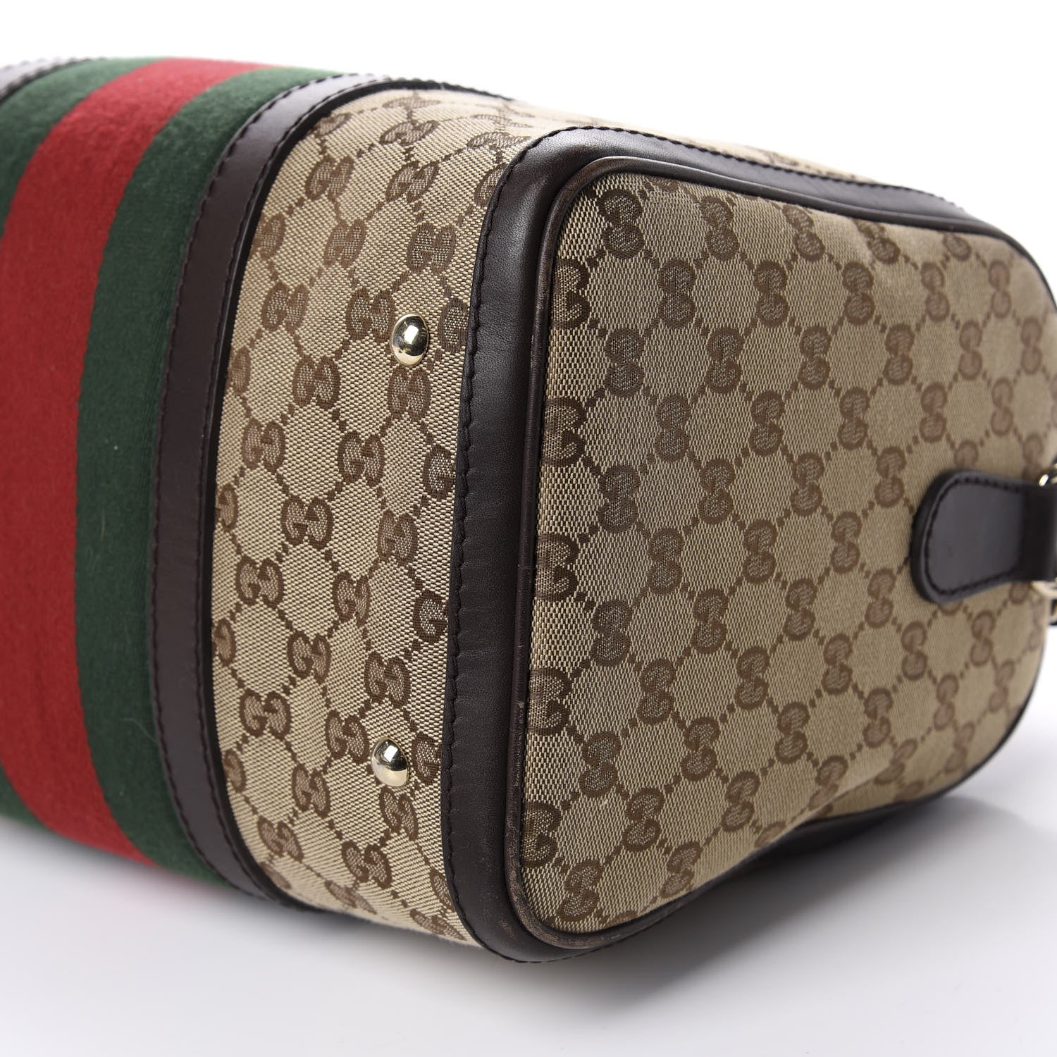Gucci Monogram Vintage Web Medium Boston Dark Brown 7 of 16