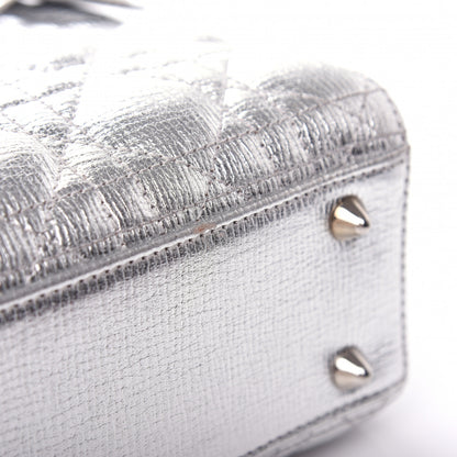 Christian Dior Metallic Grained Calfskin Cannage Small Lucky Badges My Lady Dior Silver 9 of 9