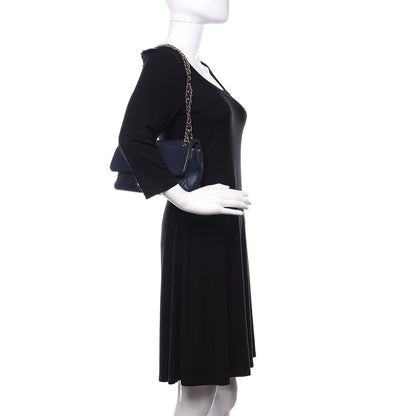 Chanel Calfskin Surpique Chevron Medium Flap Navy 2 of 12