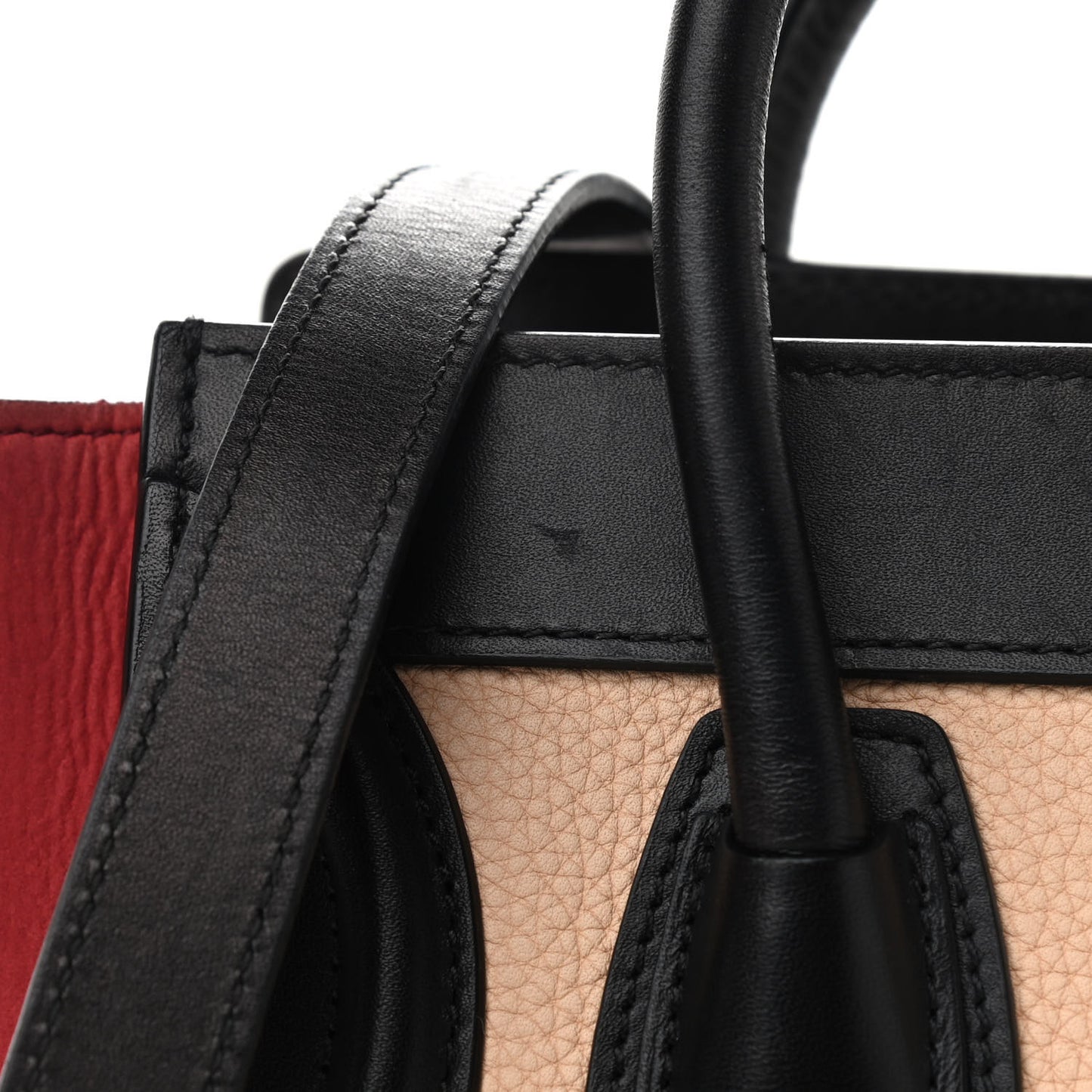 Drummed Calfskin Nubuck Nano Tri-Color Luggage Ruby