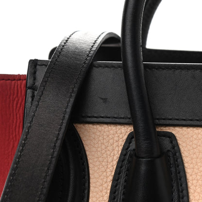 Celine Drummed Calfskin Nubuck Nano Tri-Color Luggage Ruby 15 of 15